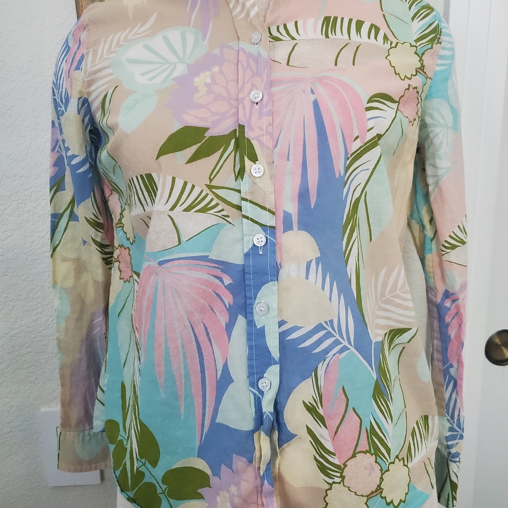 Talbots Cotton Button Down Floral Shirt
